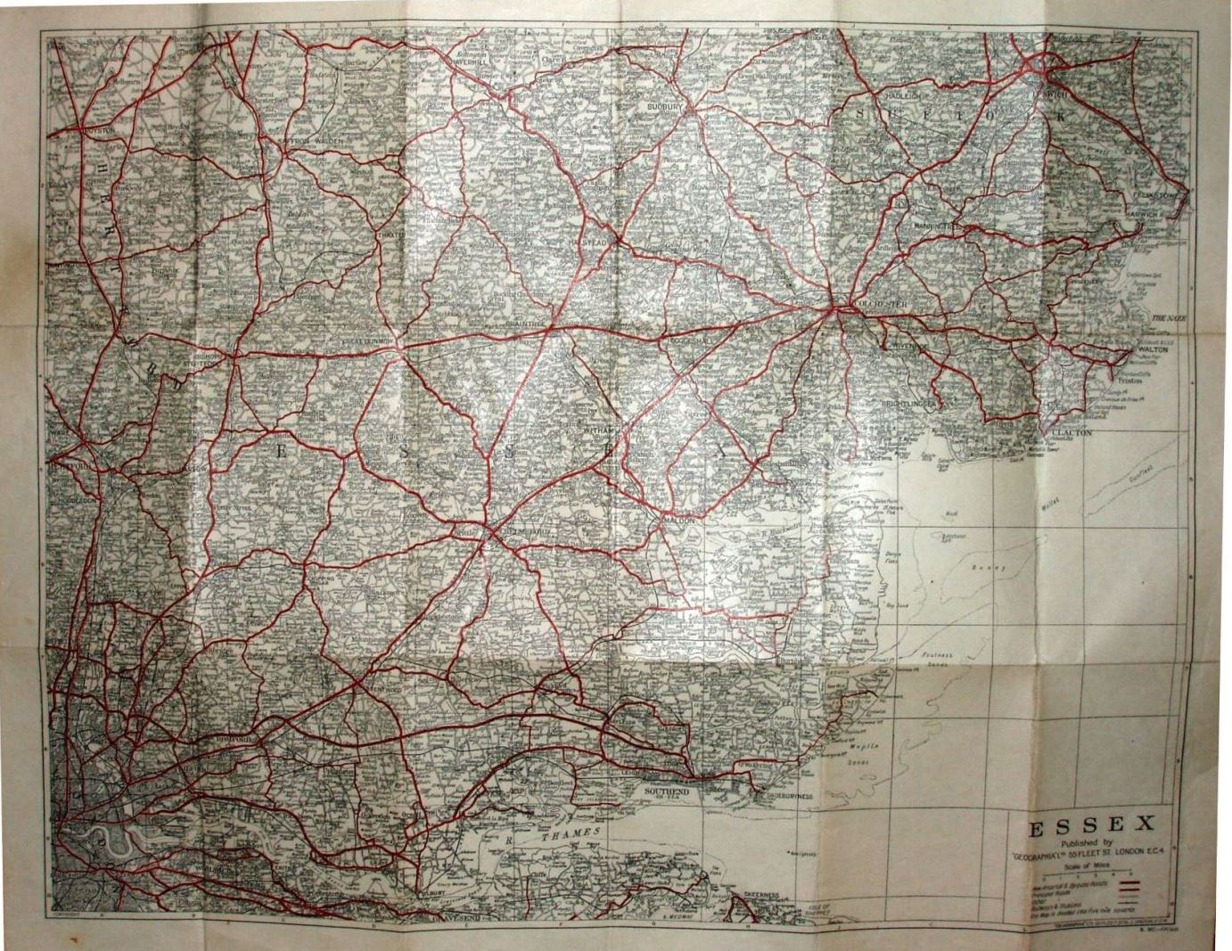 Geographia Up to Date Road Map of Essex, 1931